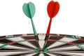 Two darts on a dart board Royalty Free Stock Photo