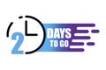Two days to go for promo design. Special offer symbol. Clock icon vector. Stock Image