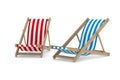 Two deckchair on white background