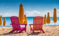 Two deckchairs on the beach Royalty Free Stock Photo