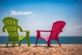 Two deckchairs on the beach Royalty Free Stock Photo