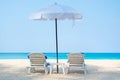 Two deckchairs on a beautiful beach Royalty Free Stock Photo