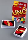 Two decks of UNO game cards and UNO game box Royalty Free Stock Photo