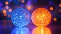 Two Decorated Christmas Balls In Blue And Orange Colors Royalty Free Stock Photo