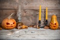 Two decorated pumpkins for a Halloween Royalty Free Stock Photo