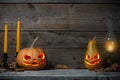 Two decorated pumpkins for a Halloween Royalty Free Stock Photo