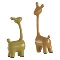 Two decorative giraffe figurines on a white background. 3d rendering Royalty Free Stock Photo