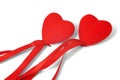 Two decorative hearts with ribbon Royalty Free Stock Photo