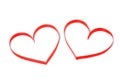 Two decorative hearts on white background