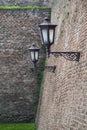 Two decorative lamps on the brick wall Royalty Free Stock Photo
