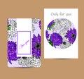 Two decorative vector hand drawn aster cads Royalty Free Stock Photo