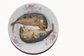 Two deep-fried mackerels Royalty Free Stock Photo