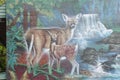 Two deer in a nature mural in Corvallis, Oregon