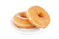 Two delicious donuts on a dish Royalty Free Stock Photo