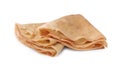 Two delicious folded crepes on white background