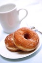 Two delicious sugared ring donuts Royalty Free Stock Photo