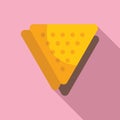 Two delicious triangular tortilla chips overlapping on a pink background
