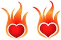 Fire flame heart shape logos Royalty Free Stock Photo