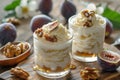 Two Desserts With Figs and Nuts on Table Royalty Free Stock Photo