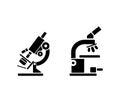 Two detailed monocular microscopes with different objective lenses icon set