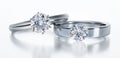 Two precious shiny large solitaire diamond rings Royalty Free Stock Photo