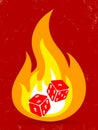 Two dice with in fire Royalty Free Stock Photo