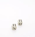 Two dice and number six double isolated on white background. Royalty Free Stock Photo