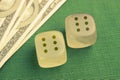 Two dice with number six on each Royalty Free Stock Photo