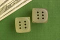 Two dice with number six on each Royalty Free Stock Photo