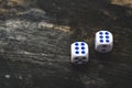 Two dice on the table number double six Royalty Free Stock Photo
