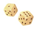 Two dice. Throw devil s bones. Casino, games of chance, fortune, decision concept in realistic catoon style