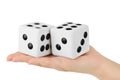 Two dices in hand Royalty Free Stock Photo