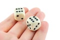 Two dices on hand Royalty Free Stock Photo