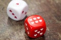 Two dices with hearts Royalty Free Stock Photo