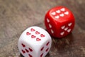 Two dices with hearts Royalty Free Stock Photo