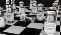 Two different vaccine makes on chess board 3d render Royalty Free Stock Photo