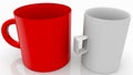 Two different mugs in red and white Royalty Free Stock Photo