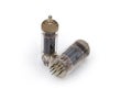 Two different old electronic vacuum tubes on a white background Royalty Free Stock Photo