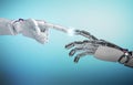 Two robot`s hands touches. 3d rendering.