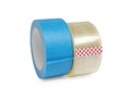 Two different rolls of adhesive tape on white background
