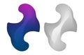 two different shapes of a blue and purple shape with grey metal body color 3d element vector design, logo, icon Royalty Free Stock Photo