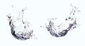 Two different splashes of crystal water in different variations Royalty Free Stock Photo