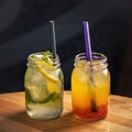 Two different summer iced lemonade