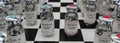 Two different vaccine makes on chess board 3d render Royalty Free Stock Photo