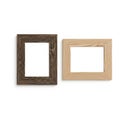 Two different wooden picture frames displayed side by side on a white background Royalty Free Stock Photo