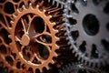 two differently shaped gears meshing together