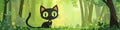 A two-dimensional cartoon of a black kitten found in the forest by a pair of black cats Royalty Free Stock Photo