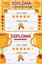 Two diploma templates with trophy