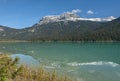 Two Distant Canoes on Emerald Lake Royalty Free Stock Photo