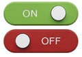 Modern digital toggle switches for on and off states user interface elements isolated on white background Royalty Free Stock Photo